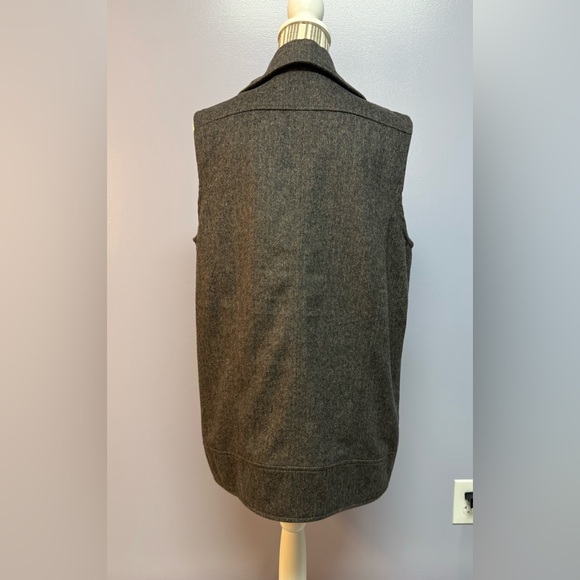 Banana Republic herringbone Charcoal wool blend Sleeveless Vest L - Picture 3 of 14